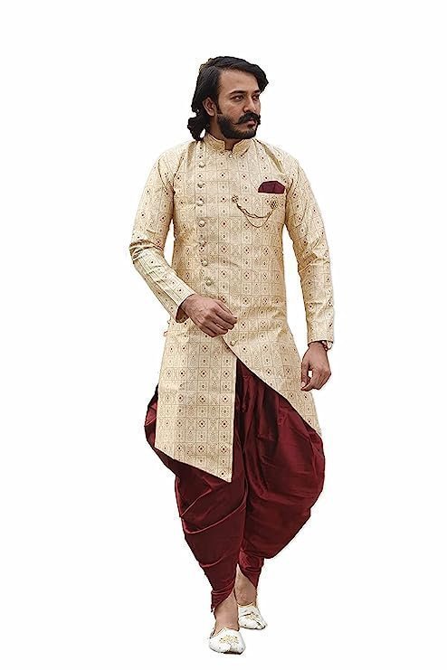 Mens Sherwani Style Indo Western Dhoti Dress Set