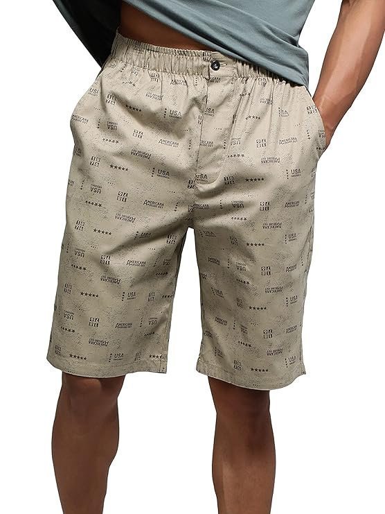 Jockey Men's Super Combed Mercerized Cotton Woven Fabric Regular Fit Printed Bermuda with Side Pockets