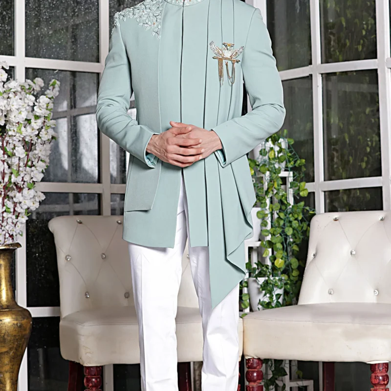 Mint Green Imported Jodhpuri Suit