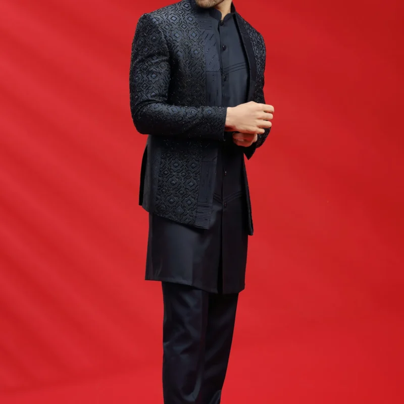 Dark Blue Imported Indo Western Outfit